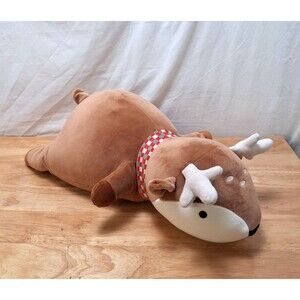 Brown Reindeer Deer Weighted Plush Stuffed Animal Pillow Sensory Pillowfort